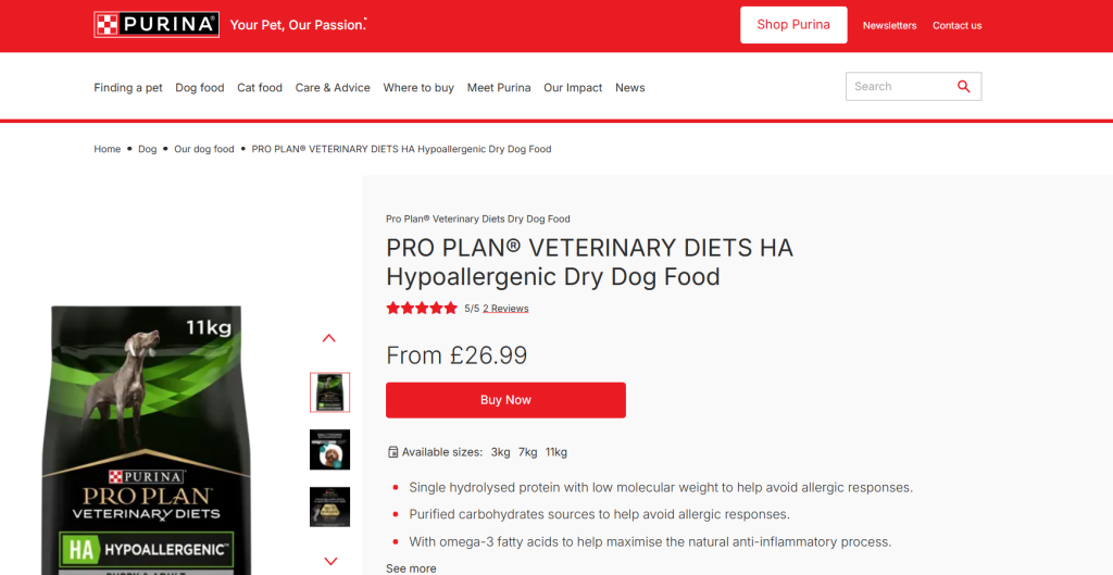 Hydrolized protein dog food